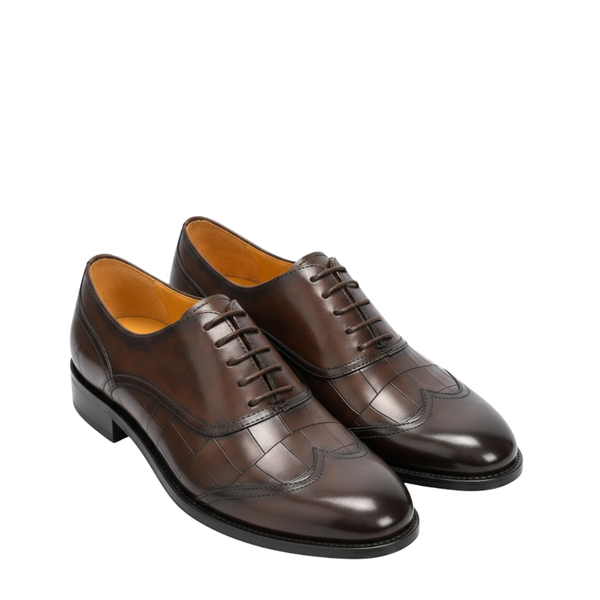 Italian Grid Textured Classic Oxfords Shoes