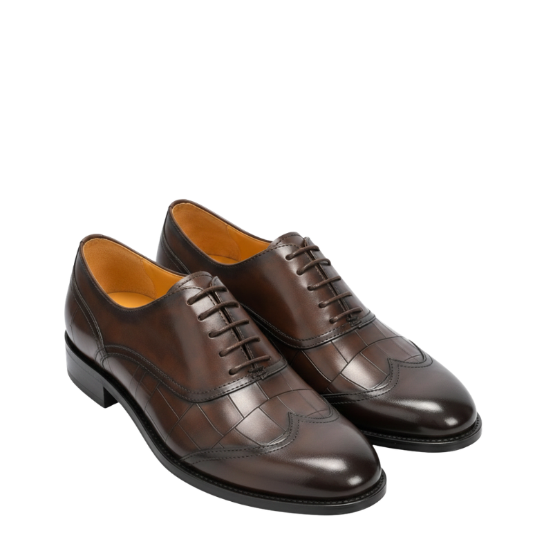 Italian Grid Textured Classic Oxfords Shoes