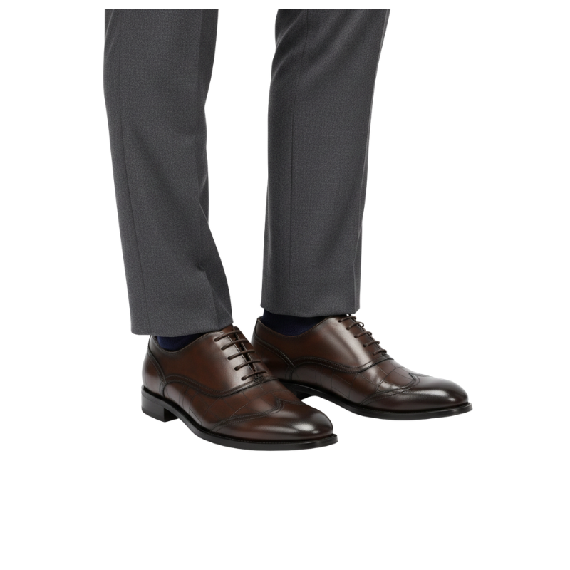 Italian Grid Textured Classic Oxfords Shoes