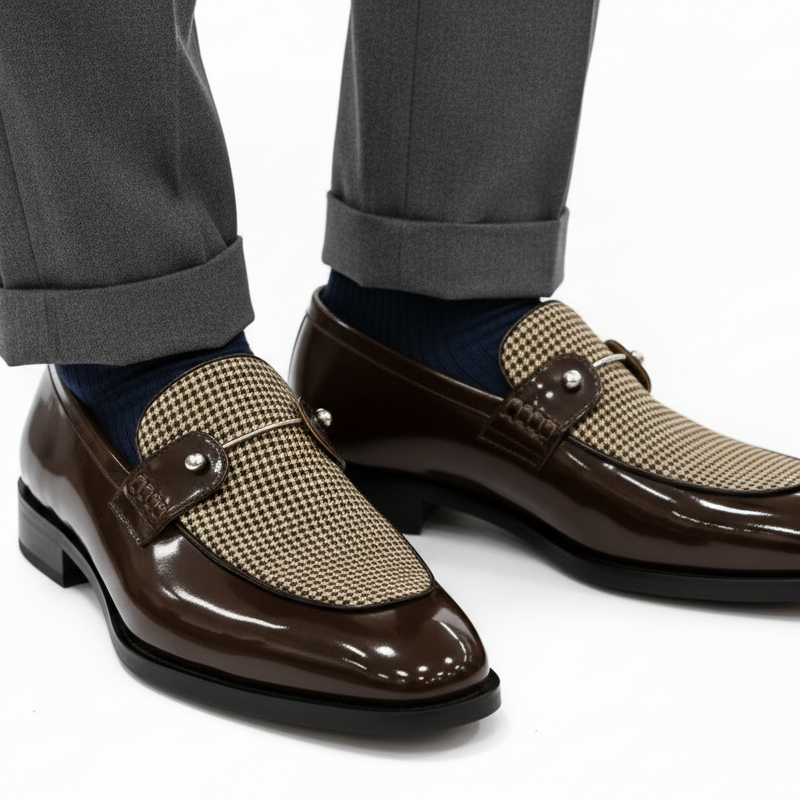 Italian Heritage Houndstooth Metallic Bar Loafers