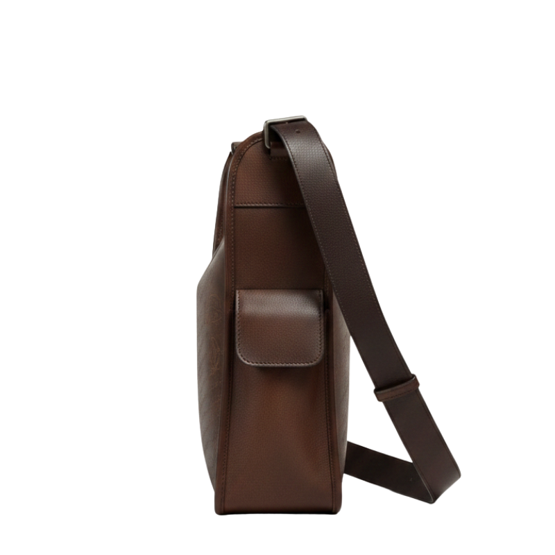 Italian Heritage Script Leather Shoulder Bag