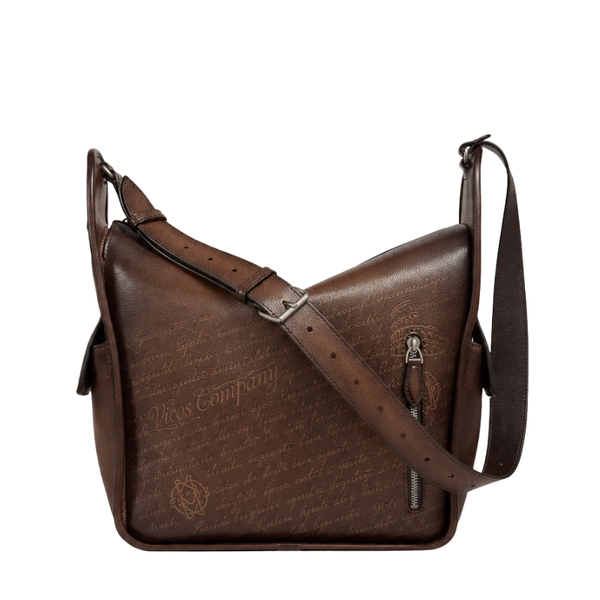 Italian Heritage Script Leather Shoulder Bag