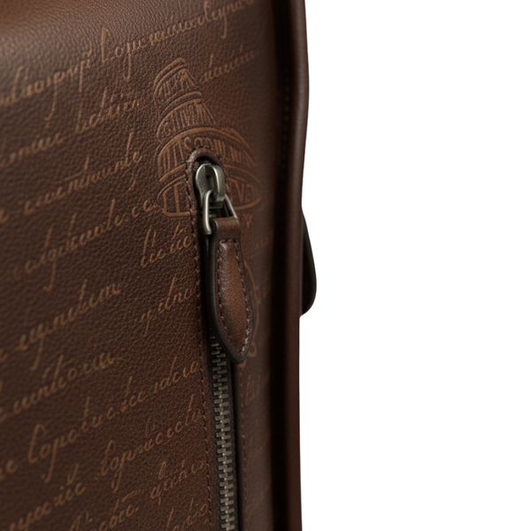 Italian Heritage Script Leather Shoulder Bag