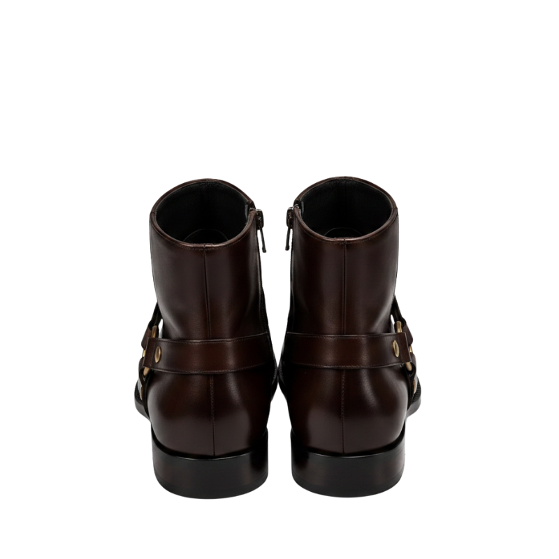 Italian Leather Ankle Boots With Harness Heritage Detailing