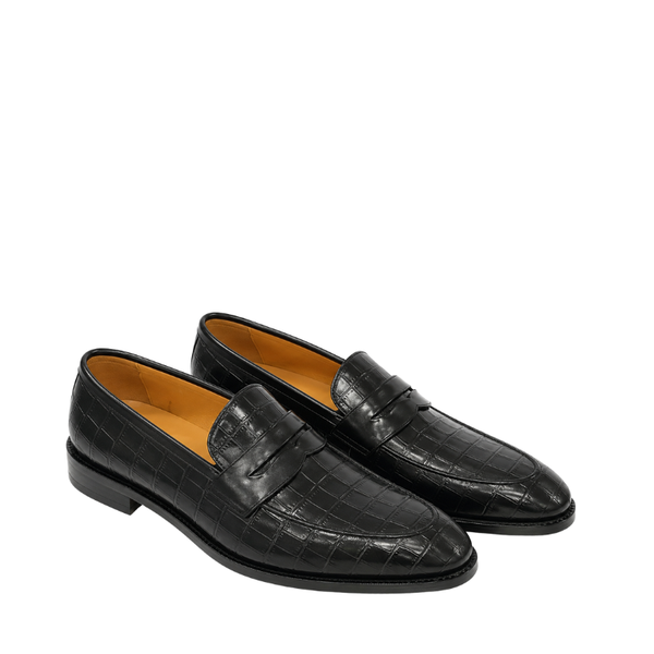 Italian Leather Loafer with Textured Pattern