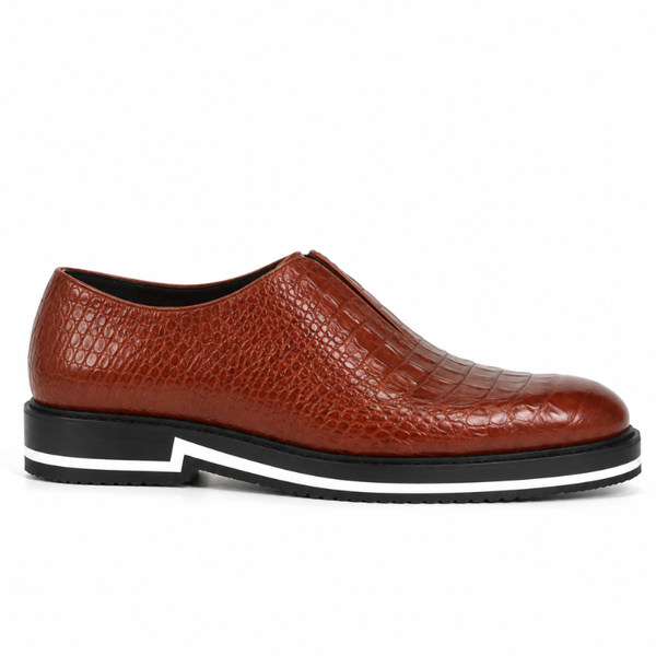 Italian Leather Sneaker with Stylish Hybrid Sole - Mahogany Brown