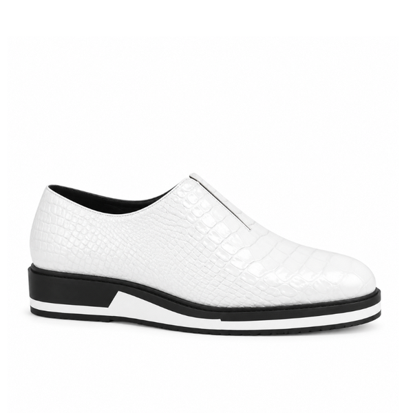 Italian Leather Sneaker with Stylish Hybrid Sole - White