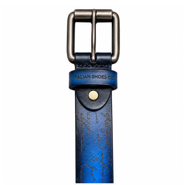 Italian Legacy Embodied Leather Craft Belt - Blue