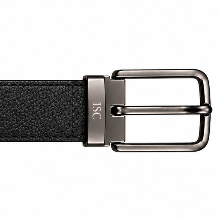 Italian Luxe Grain Gunmetal Classic Belt