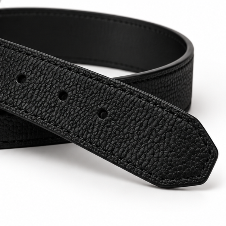 Italian Luxe Grain Gunmetal Classic Belt