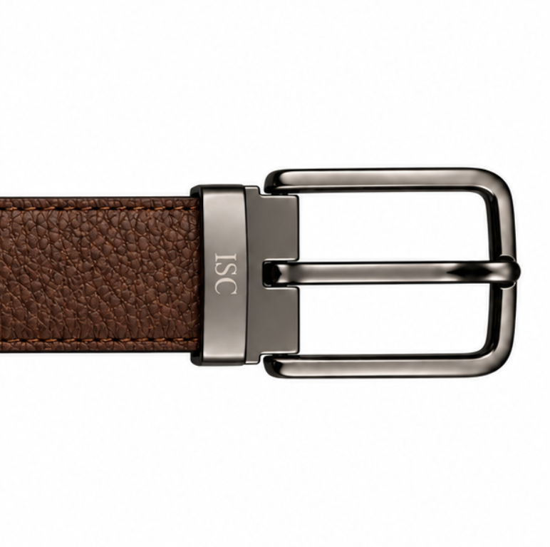 Italian Luxe Grain Gunmetal Classic Belt