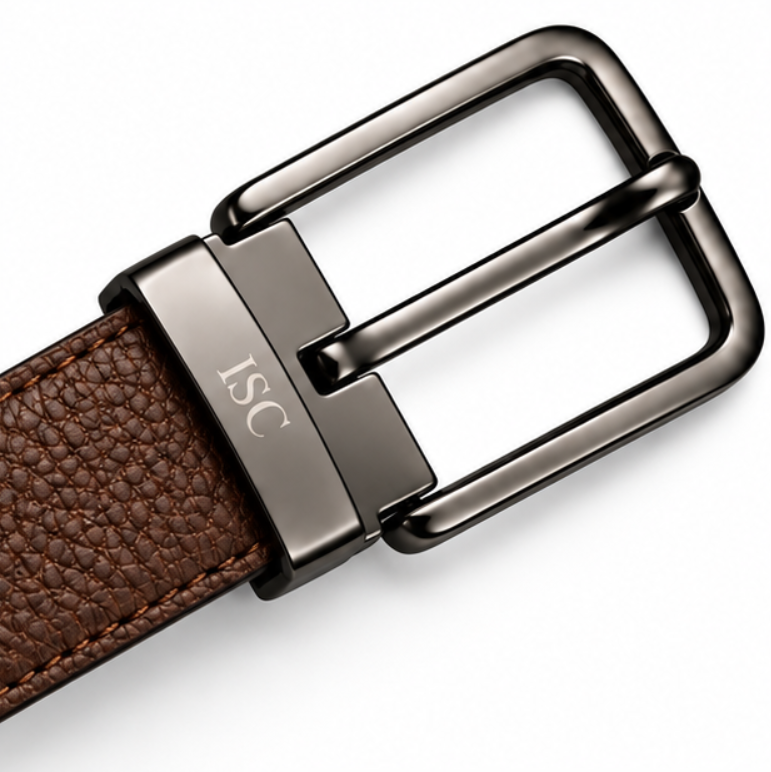 Italian Luxe Grain Gunmetal Classic Belt