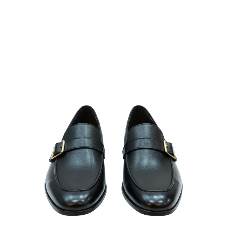 Italian Luxury Buckle Strap Leather Loafers