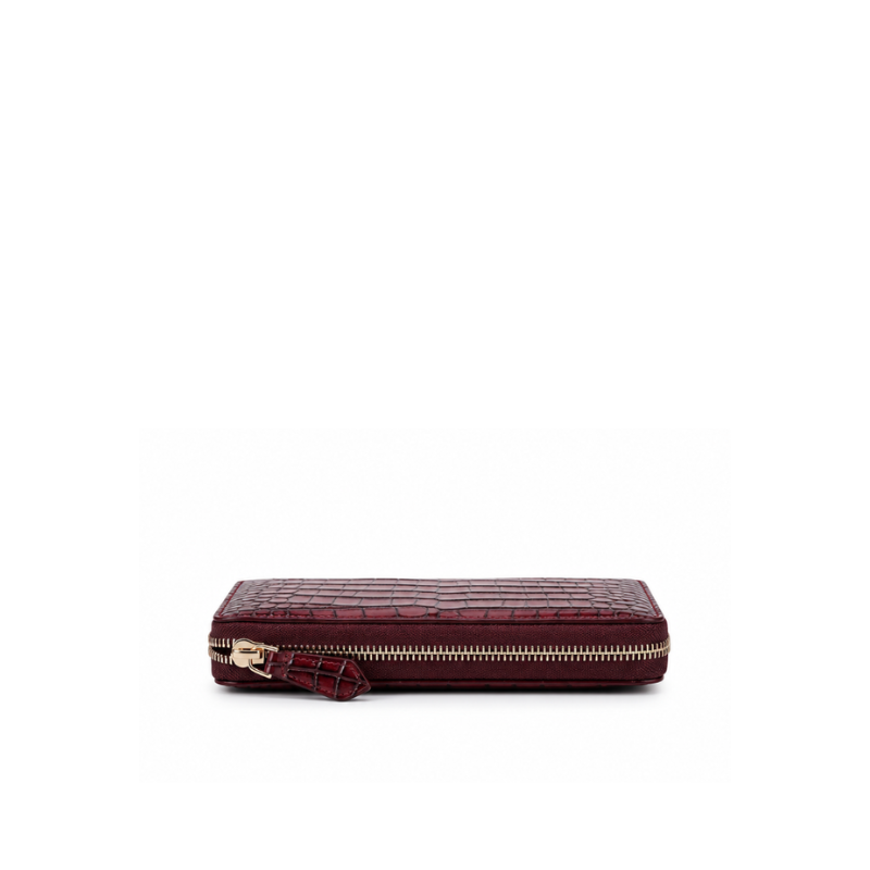 Italian Luxury Crocodile Leather Zipper Clutch