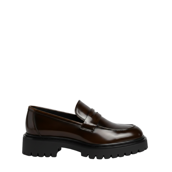 Italian Luxury Lug Soles Sturdy Penny Loafer - Brown