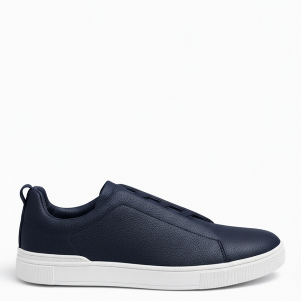Italian Luxury Tripple Stitch Minimal Leather Sneakers - Blue