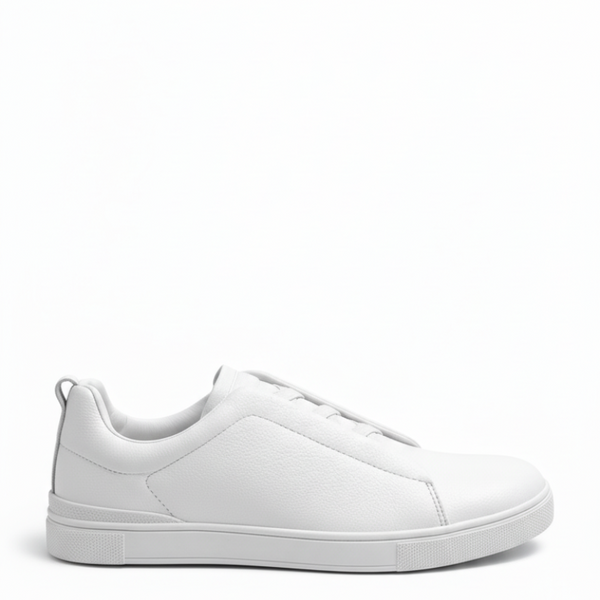 Italian Luxury Tripple Stitch Minimal Leather Sneakers - White
