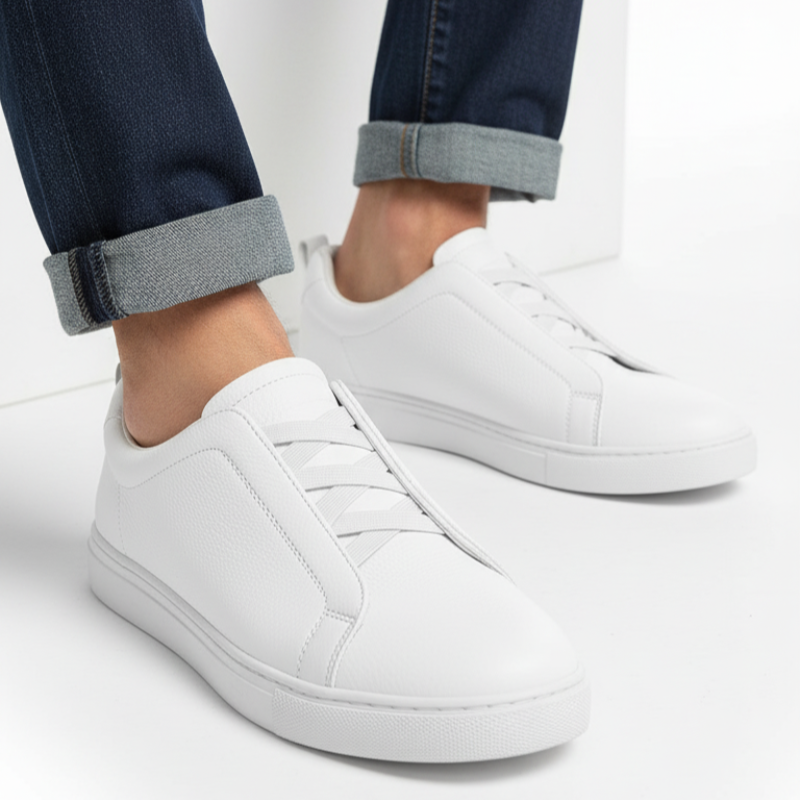 Italian Luxury Tripple Stitch Minimal Leather Sneakers