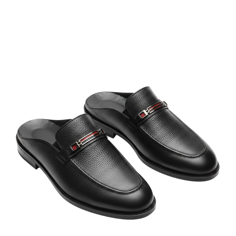 Italian Luxury Pebbled Leather Mule