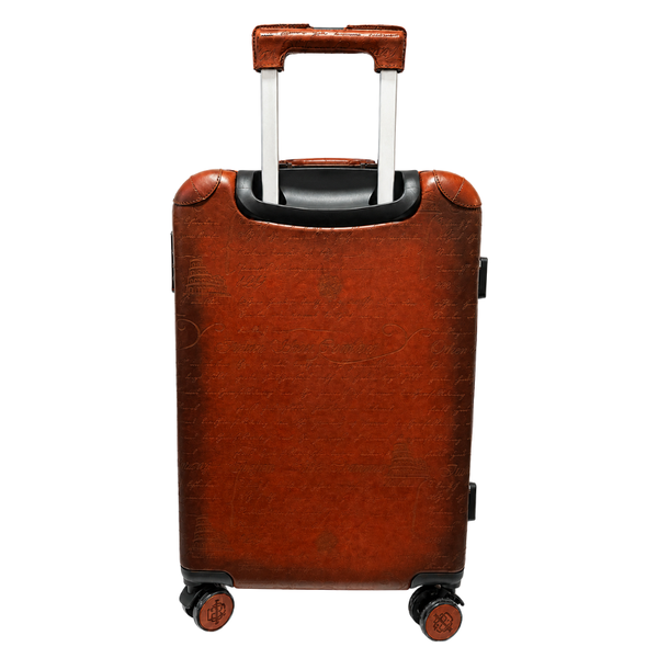 Italian Majestic Embossed Heritage Luxe Trolley Case - Reddish Brown