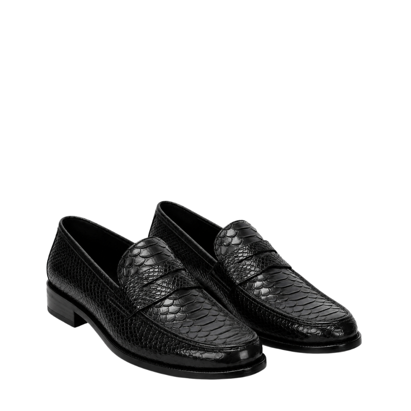 Italian Python Textured Luxe Loafers