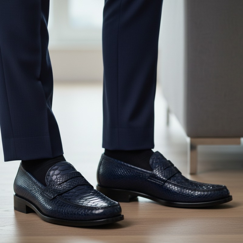 Italian Python Textured Luxe Loafers