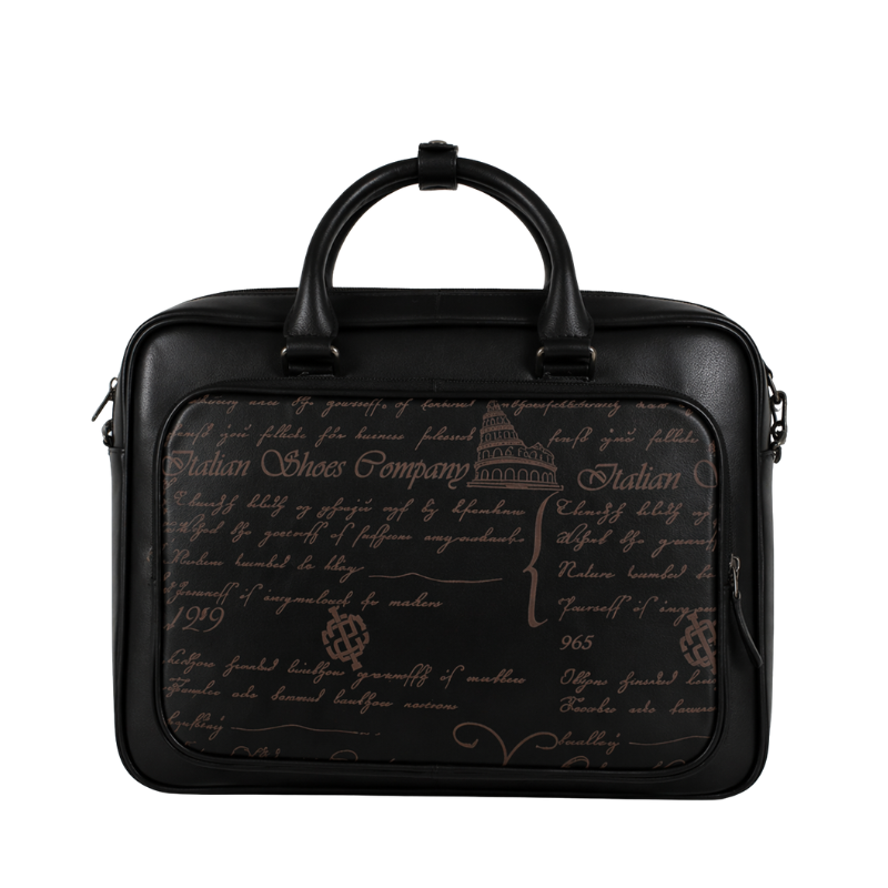 Italian Signature Script Luxury Leather Briefcase