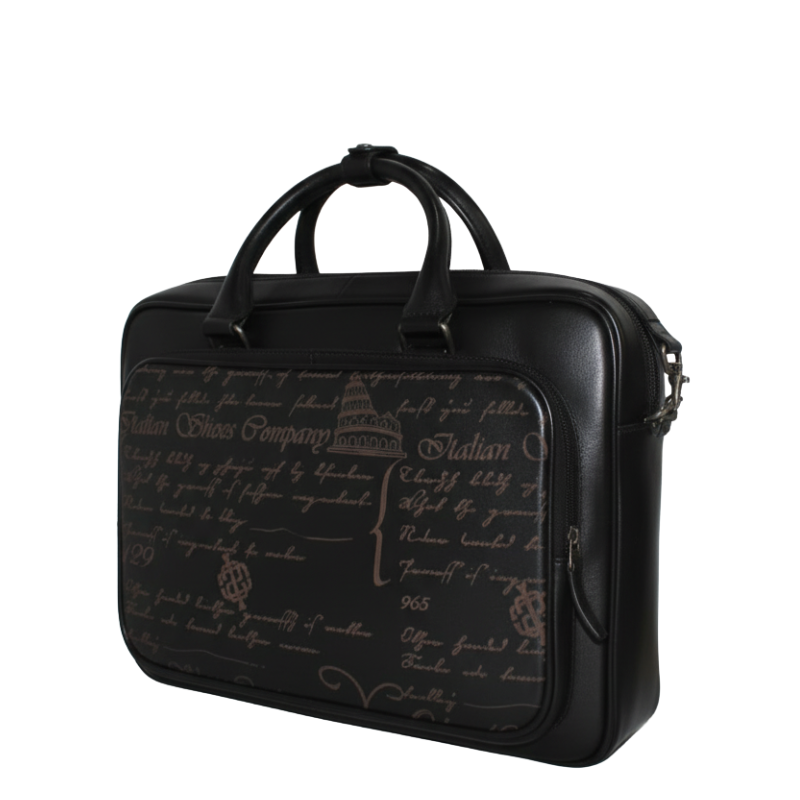 Italian Signature Script Luxury Leather Briefcase