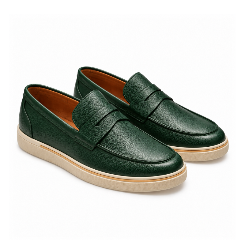Italian Smooth Penny Loafer with Minimalist Sole Perfection