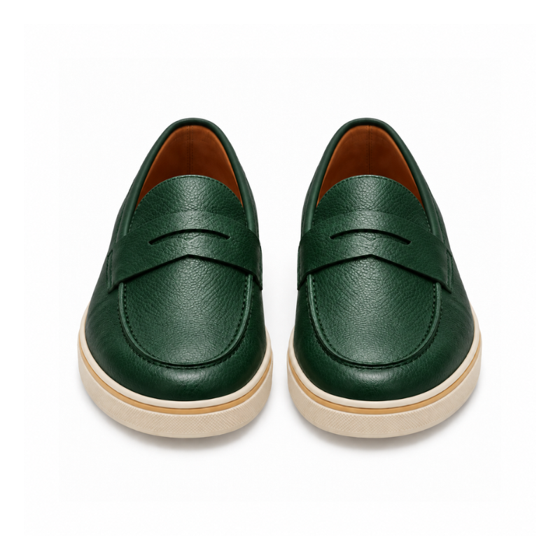 Italian Smooth Penny Loafer with Minimalist Sole Perfection