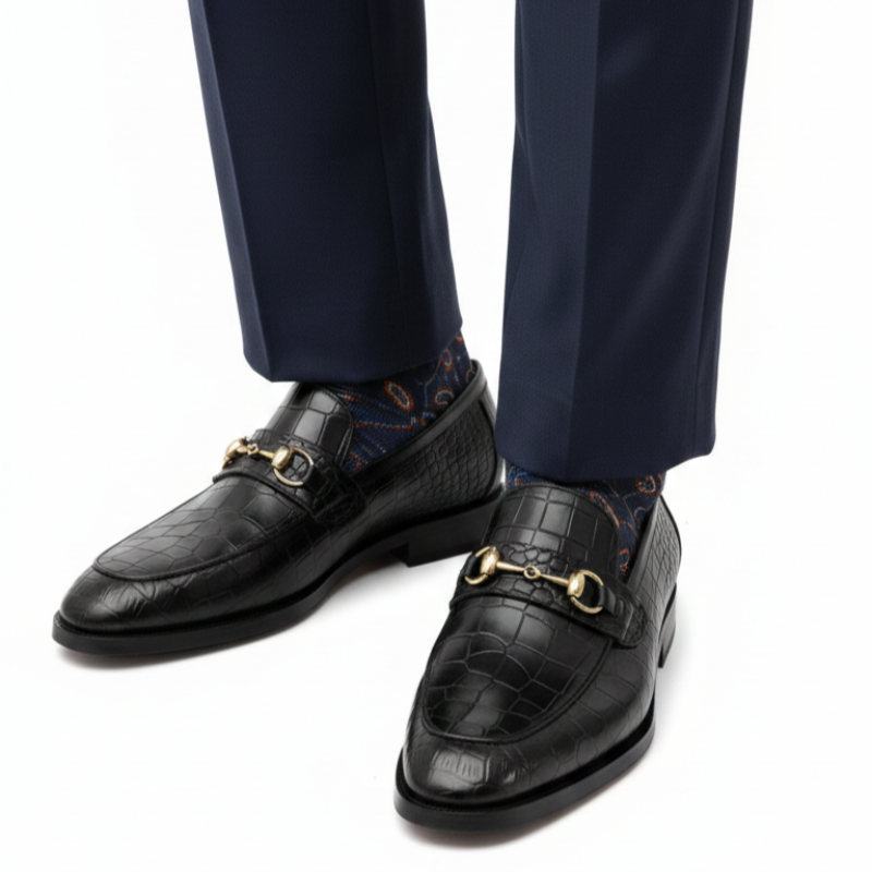 Italian Sophistication Croc Horsebit Leather Loafers