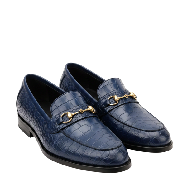 Italian Sophistication Croc Horsebit Leather Loafers