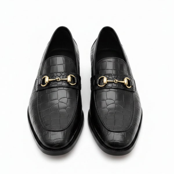 Italian Sophistication Croc Horsebit Leather Loafers