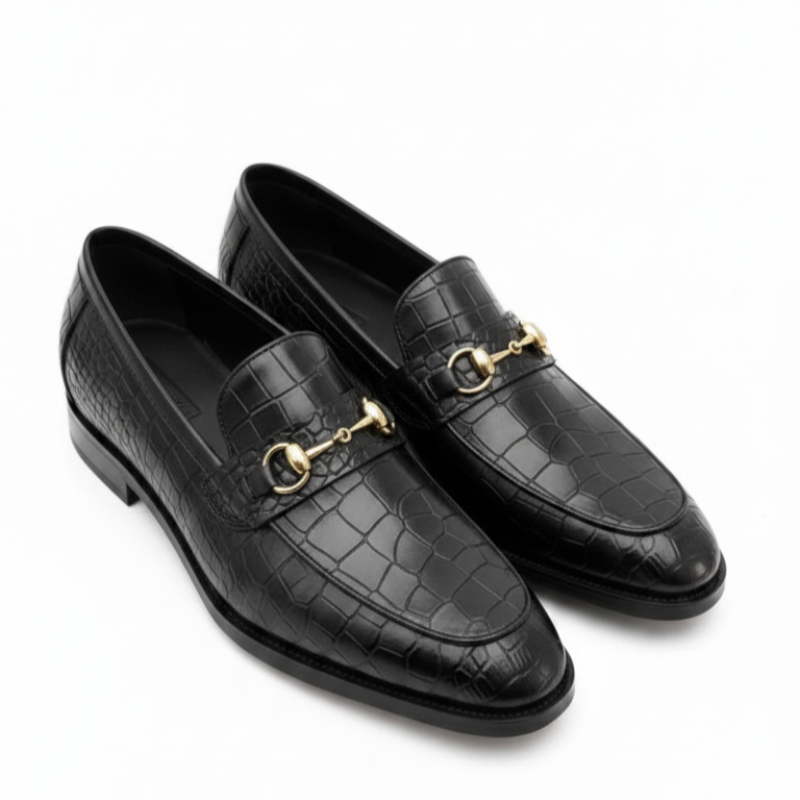 Italian Sophistication Croc Horsebit Leather Loafers