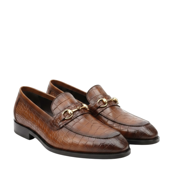 Italian Sophistication Croc Horsebit Leather Loafers