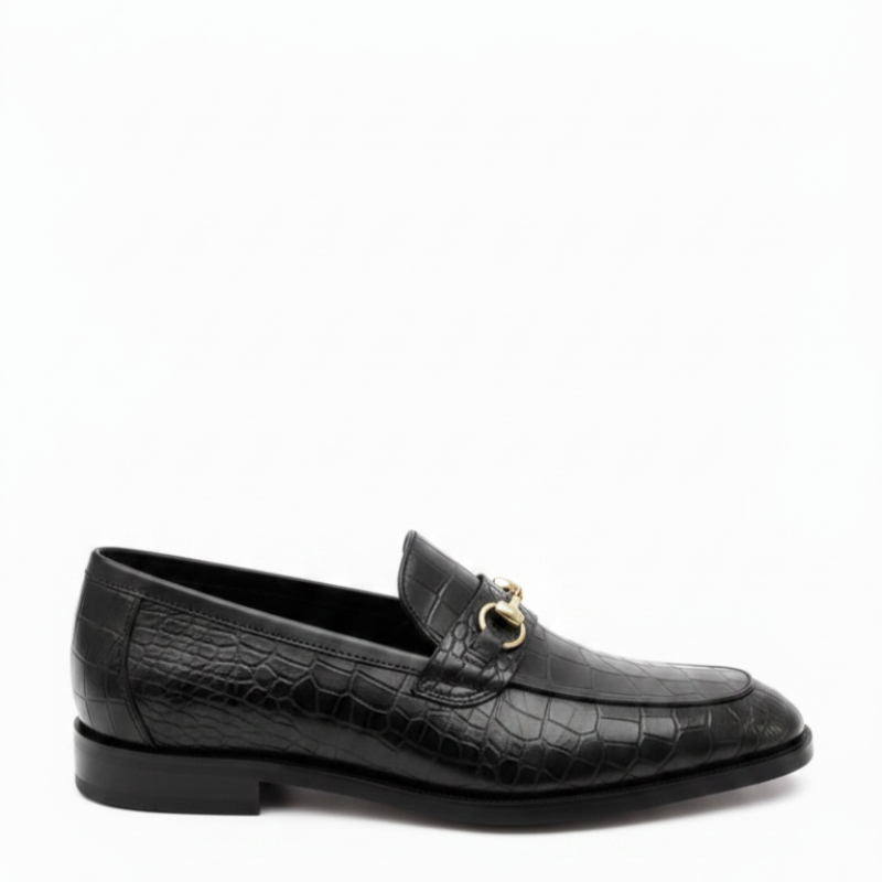 Italian Sophistication Croc Horsebit Leather Loafers