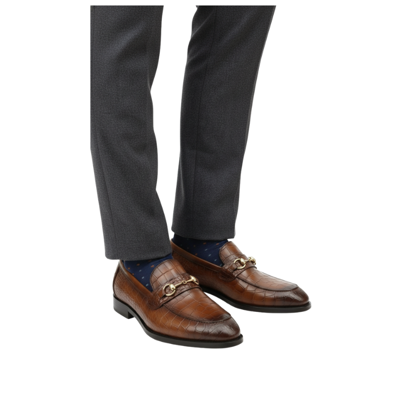 Italian Sophistication Croc Horsebit Leather Loafers