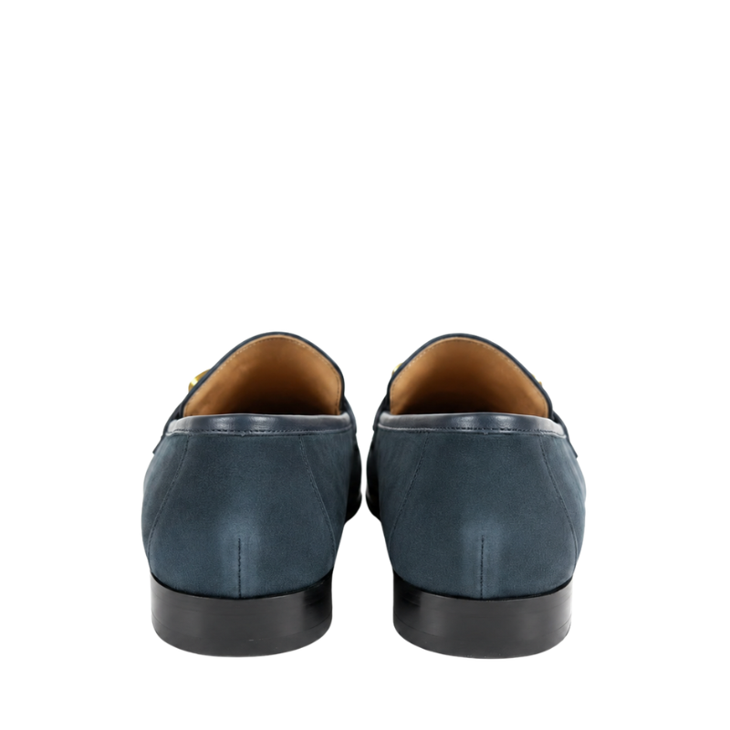 Italian Suede Golden Chain Strap Horsebit Loafer