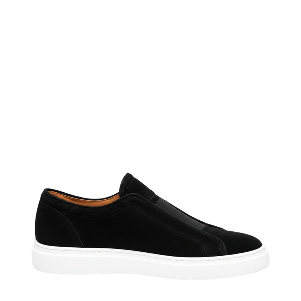 Italian Suede Masterpiece Elastic Stitch Sneakers - Black
