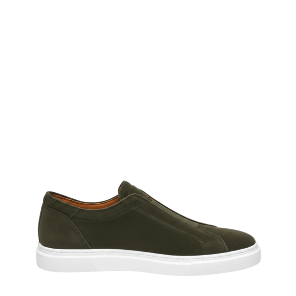 Italian Suede Masterpiece Elastic Stitch Sneakers - Olive Green