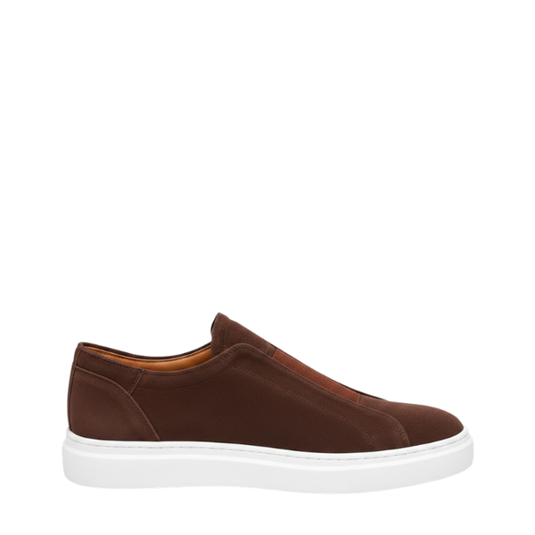 Italian Suede Masterpiece Elastic Stitch Sneakers - Rich Brown
