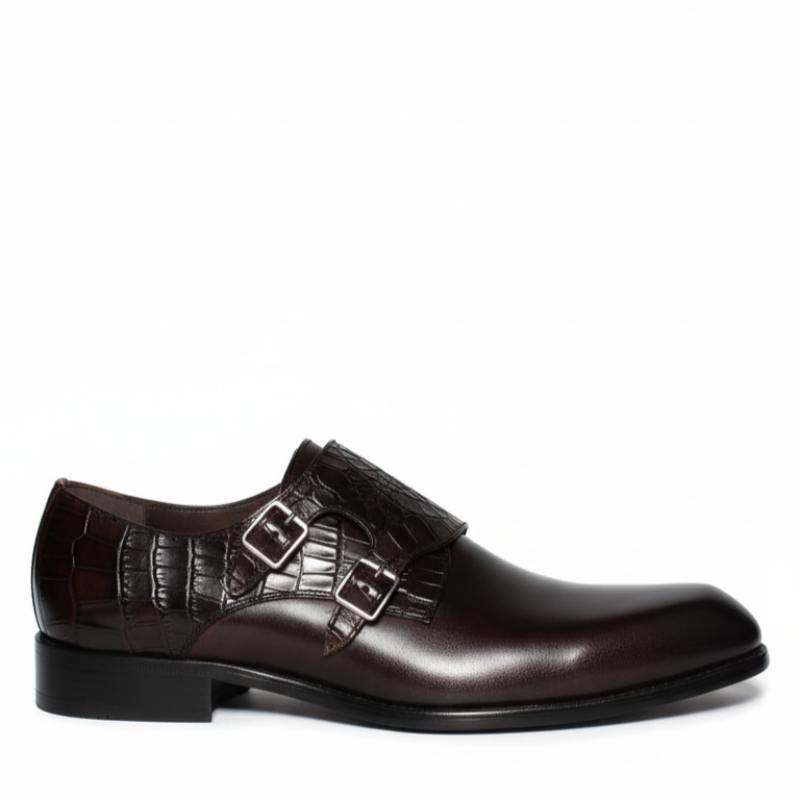 Italiano Croc Double Monk Strap Shoes