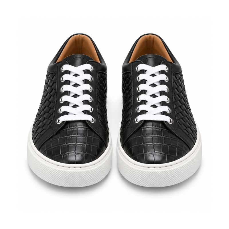 Italian Woven Sneakers with Croc Detail
