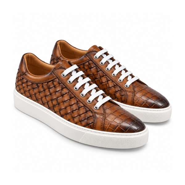 Italian Woven Sneakers with Croc Detail
