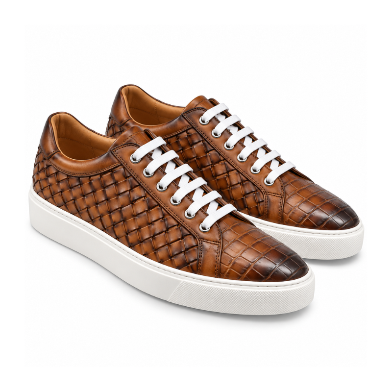 Italian Woven Sneakers with Croc Detail