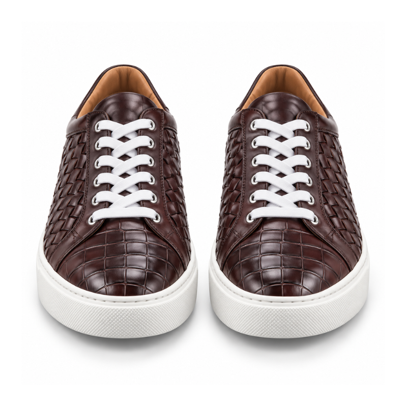 Italian Woven Sneakers with Croc Detail