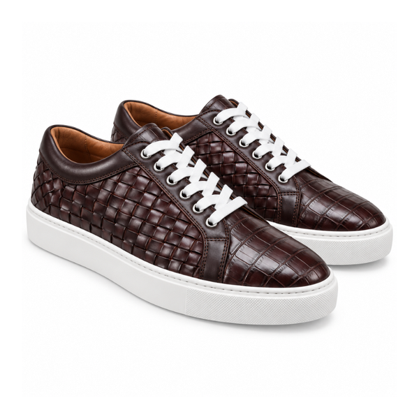Italian Woven Sneakers with Croc Detail