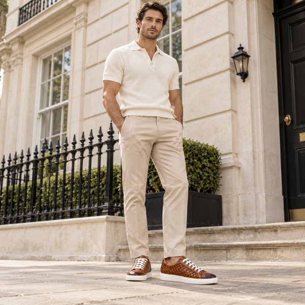 Italian Woven Sneakers with Croc Detail