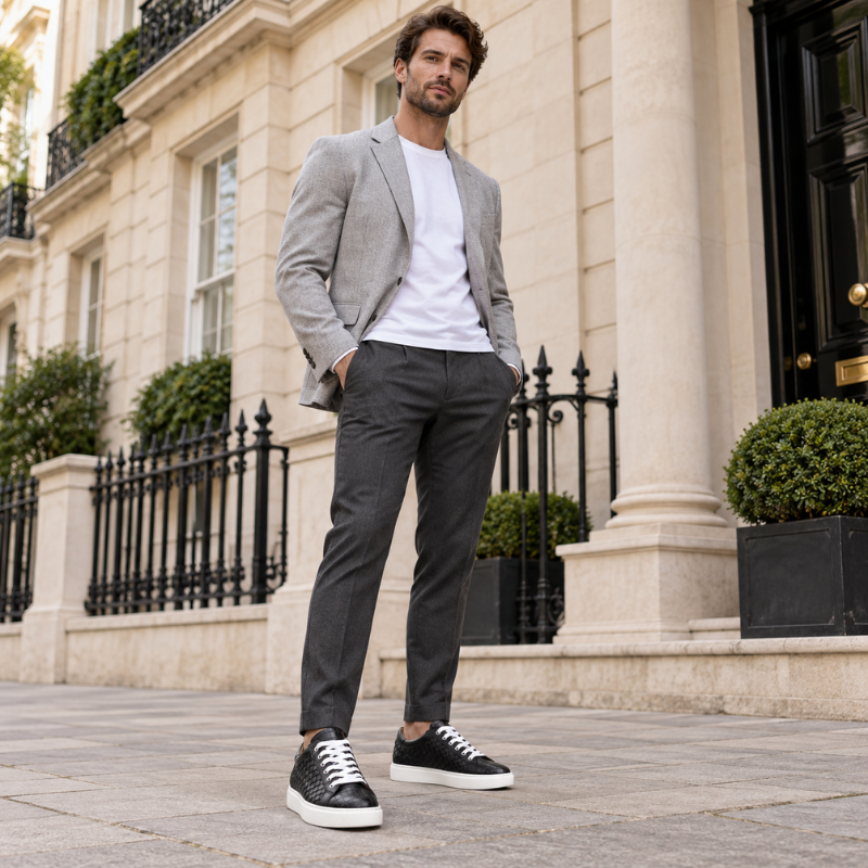 Italian Woven Sneakers with Croc Detail