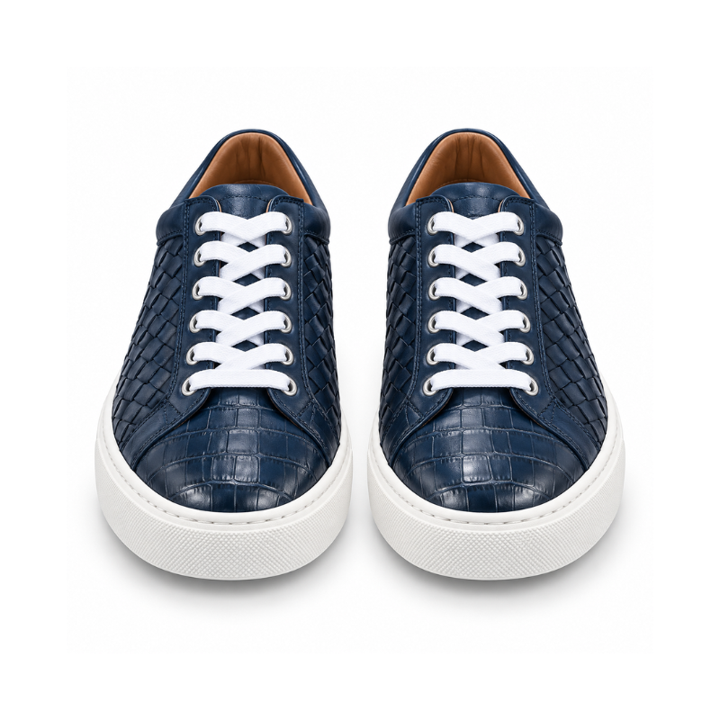 Italian Woven Sneakers with Croc Detail